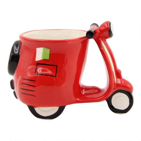 Red Vespa Figural Mug | World Market Red Vespa, Cerámica Ideas, Tanah Liat, Pretty Mugs, Red Mug, Italian Flag, Mug Art, Pottery Planters, Cool Mugs