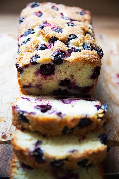 Blueberry Quick Bread, Lemon And Blueberry, Lemon And Mint, Blueberry Loaf, Cream Cheese Bread, Loaf Cake Recipes, Lemon Blueberry Bread, Elegant Food, Lemon Drizzle Cake