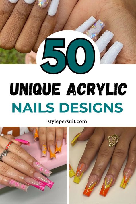 Acrylic nails are a fun and stylish way to express your personality, and with endless designs to choose from, you can always keep your look fresh and on-trend. Whether you love subtle elegance or bold, eye-catching designs, there’s something for everyone. Discover roundup of 50 trendy acrylic nails you need to try now! Gal Nails Ideas, Coffin Acrylic Nails Design, What Are Acrylic Nails, Trendy Acrylic Nails, Long Nails Acrylic, Unique Acrylic Nail Designs, Long Square Nails, Square Nail Designs, Spring Nail Designs