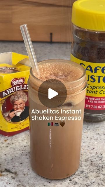 Sandra G | Coffee - Cafe ☕️ on Instagram: "Abuelitas instant shaken espresso ✨ Oh my godness, run and go make this drink! I love a good brown sugar cinnamon skaken espresso, but what if instead Abuelitas chocolate 🇲🇽 Abuelitas is a well loved mexican chocolate bar, commonly used for hot mexican chocolate! You can also use Ibarra’s if you prefer. To make this latte: 1. Add 1/4 of a tablet to 2 ounces of water and microwave for 30 sec - 1 min (depending on your settings, watch it do it doesn’t overspill) 2. Add mixture to cup and froth, you can also just leave it since you are going to shake it 3. Add instant espresso [ 1 tsp per “shot” = 2 tsp for a double shot] 4. Add big ice, this will minimize the melting and diluting of your drink 5. Shake until you see it foam up 6. Add milk of cho Like Water For Chocolate Recipes, Mexican Iced Coffee, How To Make Drinks From Starbucks, Instant Cafe Bustelo Recipe, Chocolate Abuelita Recipe, Abuelita Coffee Recipe, Bustelo Coffee Recipes, Abuelita Cookies, Cafe Bustelo Recipe