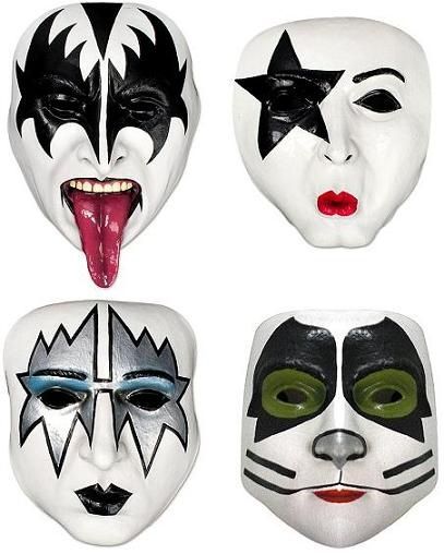 Rock Band Makeup, Kiss Band Makeup, Kiss Halloween Costumes, Band Makeup, Half Masks, Kiss Rock Band, Halloween Kiss, Rock Makeup, Kiss Costume