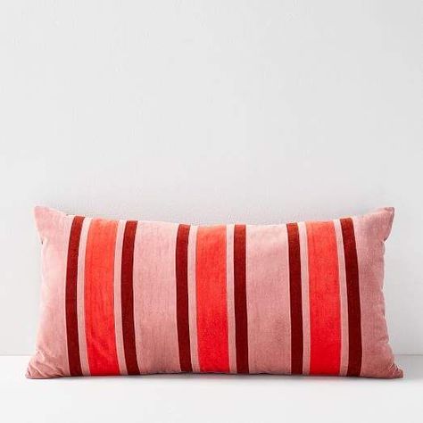 Christina Lundsteen Ticking Stripe Pillow - Pink Grapefruit Striped Throw Pillows, Christina Lundsteen, Hollywood Regency Home, Stripe Cushion, Colorful Throw Pillows, Pillow Pink, Stripe Throw Pillow, Striped Cushions, Modern Pillows