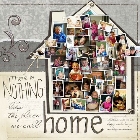 New House Scrapbook Layouts, Photo Collage Scrapbook Ideas, 3 Photo Scrapbook Layouts, Ide Scrapbook, Home Collage, Jennifer Gibson, Quiet Book Patterns, Collage Scrapbook, Simple Scrapbook