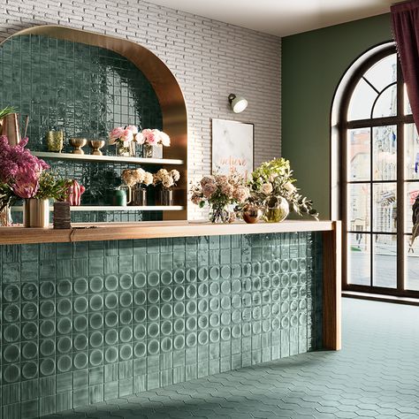 Luxor | Grestec Tiles Bar Tile, Hidden Kitchen, Green Bar, Floor Edging, Calacatta Marble, Italian Tiles, Tile Stores, Green Tile, Web Design Company