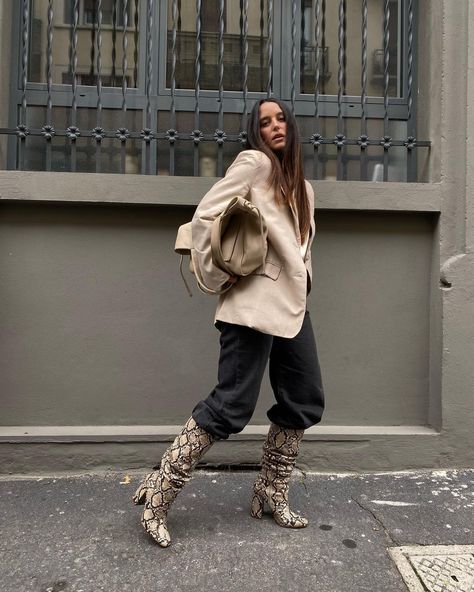 Leopard Booties Outfit, Animal Print Boots Outfit, Snakeskin Boots Outfit, Print Boots Outfit, Outfit Botas, Animal Print Boots, Winter Boots Outfits, Leopard Boots, Print Boots