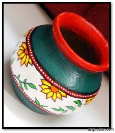 Matka Painting, Pot Painting Ideas, Flower Pot Art, Pot Painting, Painted Pots Diy, Flower Pot Design, Painted Plant Pots, Flower Pot Crafts, Decorated Flower Pots