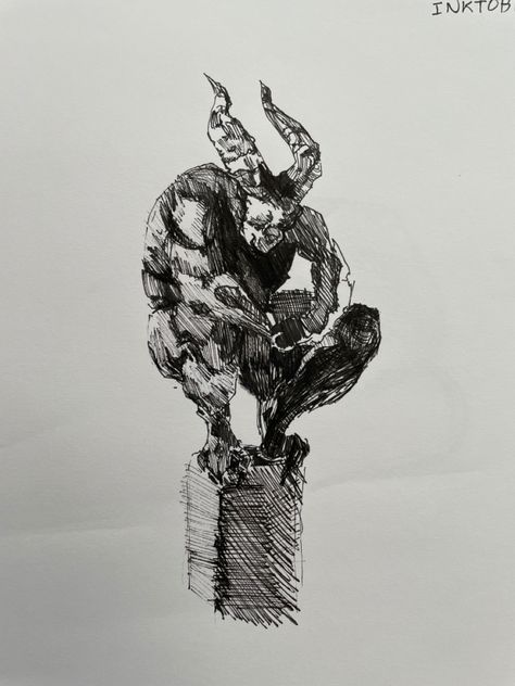 Ink drawing of a gargoyle for day one of Inktober 2022 Inktober 2022 Gargoyle, Inktober Gargoyle, Gargoyle Drawing Sketch, Statue Sketch, Gargoyle Drawing, Gargoyle Statue, Drawing Sketch, Ink Drawing, Drawing Sketches