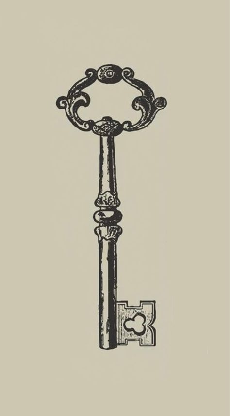 Old Timey Drawings, Skeleton Key Illustration, Vintage Object Tattoo, Edwardian Tattoo, Key Sketch Drawings, Vintage Lock Tattoo, Victorian Home Tattoo, American Traditional Key Tattoo, Vintage Key Drawing