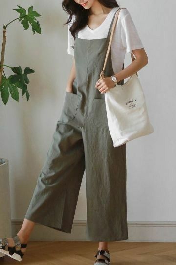 Celana Jogger Wanita, Seoul Street, Korean Outfit Street Styles, Mode Crochet, Korean Casual Outfits, Linen Jumpsuit, Casual Day Outfits, Quick Outfits, Korean Casual