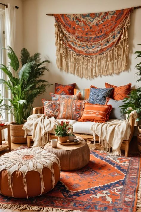 Boho Apartment Living Room, Hippie Living Room, Aesthetic Rugs, Dreamy Living Room, Cozy Boho Living Room, Boho Apartments, Earthy Living Room, Earthy Home Decor, Modern Boho Living Room