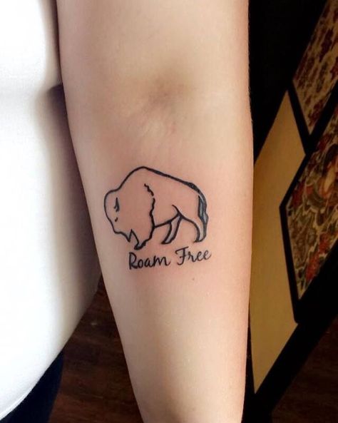 Oklahoma Tattoo, Inner Elbow Tattoos, Bison Tattoo, Buffalo Tattoo, Elbow Tattoos, Skeleton Hand Tattoo, Back Of Shoulder Tattoo, Tatuaje A Color, Shoulder Tattoos For Women