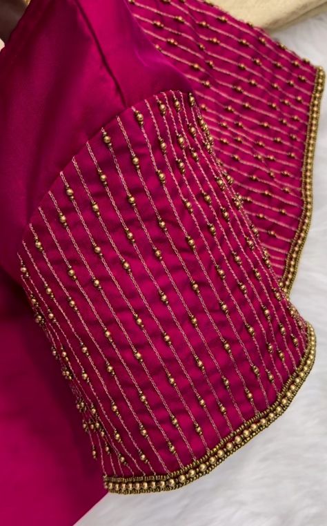 Sleeve Aari Designs For Blouse, Beats Work Blouse Design, Simple Aari Work Blouse Design 500 Rs, Aari Work Blouse Simple Design 1000 Rs, Silver Jari Work Blouse Design, Pink Blouse Designs, Patch Work Blouse Designs, Latest Blouse Designs Pattern, Hand Work Design