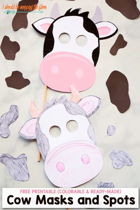 Free Printable Cow Mask and Spots: Perfect for Chick-fil-A Cow Appreciation Day, dress up fun, or classroom activities. Colorable or ready-to-go versions both available. Easy Cow Costume, Printable Cow Mask, Printable Cow, Cow Mask, Cow Appreciation Day, Cow Craft, Cow Ears, Cow Costume, Masks Crafts