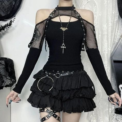 WANT or NEED? 🖤🌹 Get this Gothic Alt Cold Shoulder FIshnet Mesh Keyhole Top at rockndollstore.com 🦇 FREE SHIPPING Worldwide 🦇 . . . . . #gothclothes #altgoth #alternativelook #goth #gothic #gothgirl #alternativestyles #gothootd #fashionideas #gothaesthetic #gothfashion #darkfashion #gothlife #gothvibes #ootd #altfashion #gothbabe #gothmodel #gothstyle #black #metal #metalgirl #gothicstyle #metalheadgirl #outfitinspo #gothicfashion #outfitinspiration #metalchick #gothgrunge #gothicgirl Alternative Streetwear, E Girl, Punk Grunge, Cold Shoulder Long Sleeve, Edgy Style, Gothic Punk, Africa Fashion, Edgy Look, Inspired Outfits