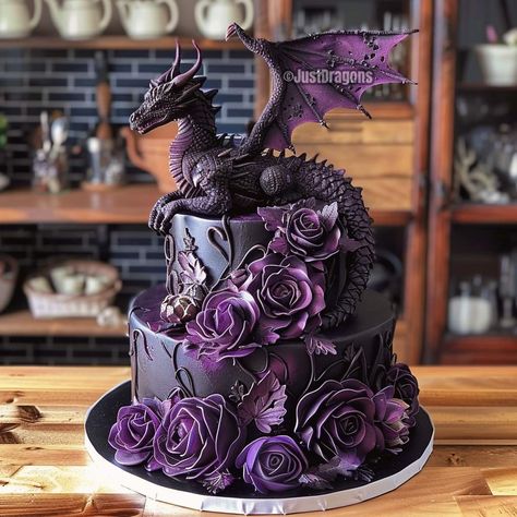 Dragon Cake Ideas, Gothic Birthday Cakes, Gothic Wedding Cake, Gothic Cake, Dragon Cakes, Dragon Cake, Fantasy Cake, Aesthetic Cake, Creative Cake Decorating