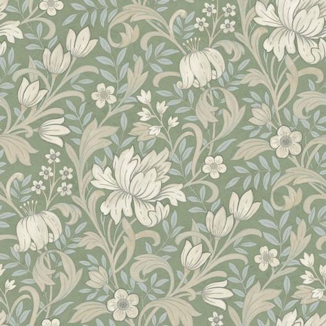 Nouveau Wallpaper, Sage Wallpaper, Green Floral Wallpaper, Sage Green Floral, Smooth Wallpaper, Art Nouveau Floral, Arts Crafts Style, High Quality Wallpapers, Arts And Crafts Movement