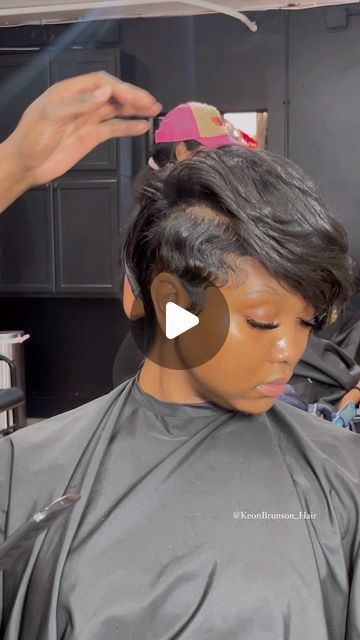 Keon Brunson on Instagram: "How Does It Look 😍  #haircut #mohawk #hairporn #naturalhair #healthyhair #hair #love #passion #hairdo #hairdresser  #haircolor #hairstyle #hairstylist #lahair #undercut #nychair #atlhair #reels #reelsinstagram #instagood #viral #viralvideos #atlhairstylist #lahairstylist #dchairstylist #atlantahairstylist #losangeles #lahairstylist  #KBrunson #TheHAIRGOD …. YOU COULD BE NEXT" Undercut Pixie Bob Black Women, Layered Pixie Haircuts For Black Women, Short Hair Shaved On One Side, Short Side Haircut Women, Shaved Side Natural Hairstyles, Short Hairstyle Women Mohawk, Hairstyles With Undercut For Black Women, One Side Short One Side Long Hair, Long On One Side Short On The Other