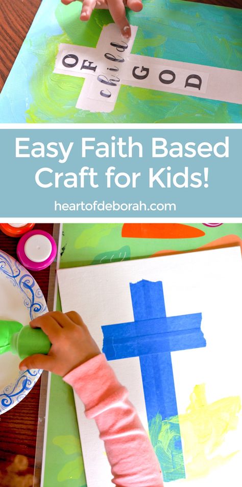 The perfect preschooler craft for this Easter! Kids will love to finger paint and make their own cross canvas art. Faith based art for kids! #faithbased #kidscraft Easter Art For Kids, Art Projects For Toddlers, Cross Canvas Art, Finger Painting For Toddlers, Projects For Toddlers, Faith Based Art, Faith Crafts, Easter Canvas, Easter Preschool