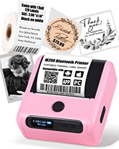 Amazon.com : Memoking Label Makers Machine with Tape - 3” Wireless Label Printer for Labeling Products - M200 Portable Bluetooth Label Maker for Phone&PC, Mini Sticker Maker Machine Printer for Barcode/Label/Photo : Office Products Sticker Maker Machine, What To Label With Label Maker, Stickers Printer Machine, Label Maker Pink, Mini Sticker Printer Amazon, Label Maker Machine, Shipping Label Printer, Barcode Labels, Sticker Machine