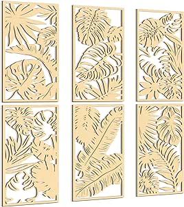 Menkxi 6 Pcs Boho Tropical Palm Leaves Wall Art Decoration Abstract Leaves Wall Art Bedroom Decor Leaf Sign Wall Rustic Palm Leaf Wood Art Wall Hanging for Living Room Home Decor 15.75 x 7.87 Inch Palm Leaf Wall Art, Room Redecorating, Coffee Table Pictures, Wood Art Wall, Wooden Leaf, Tropical Wall Decor, Leaves Wall Art, Plant Wall Decor, Boho Tropical