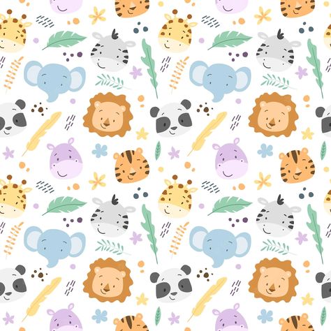 Baby Prints Pattern Design, Baby Fair, Giraffe Safari, Safari Pattern, Baby Scrapbook Album, Digital Paper Free, Nursery Patterns, Tropical Animals, Baby Wallpaper