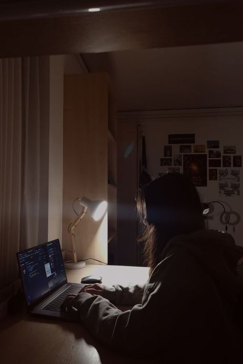 university student studying on her laptop. coding in her room during the night Studying Computer Aesthetic, On The Computer Aesthetic, Computer Athestic, Night Computer Aesthetic, Anonymous Girl Aesthetic, Computer Studies Aesthetic, Laptop Studying Aesthetic, Girl On Laptop Aesthetic, Python Code Aesthetic