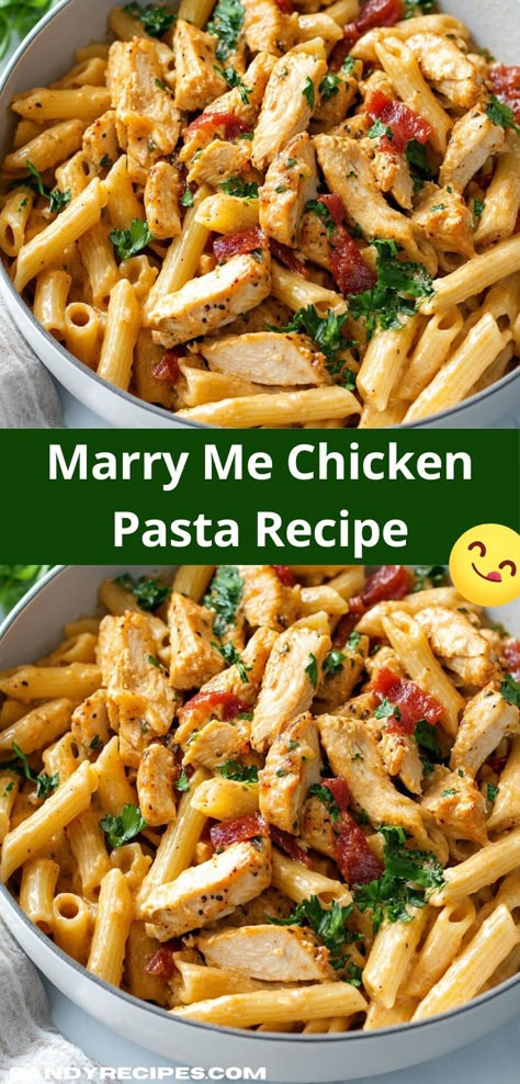 Need a family-friendly dinner option? Discover this Marry Me Chicken Pasta Recipe, designed for all ages. Its rich flavors and easy preparation make it a go-to choice for satisfying even the pickiest eaters. Marry Me Chicken Pasta, Creamy Chicken Pasta Recipes, Chicken Pasta Casserole, Marry Me Chicken Recipe, Lemon Butter Chicken, Marry Me Chicken, Creamy Chicken Pasta, Garlic Cream Sauce, Chicken Pasta Recipes