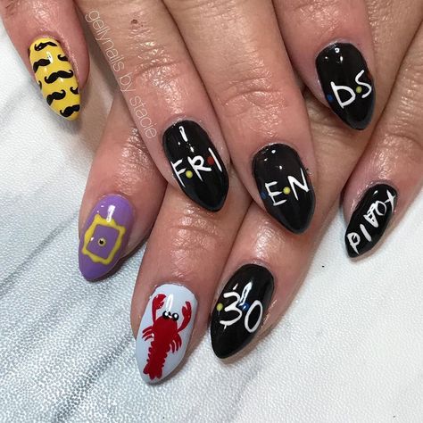 Friends Themed Nails, Friends Nails Designs, Friends Nails Tv Show, Natural Gel Nails Ideas Short, Random Nails, Friends Nails, Theme Nails, Nail Therapy, Natural Gel Nails