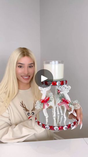 Barbie Centerpieces, Lou Flores, Dollar Store Christmas Crafts, Christmas Decorations Diy Crafts, Christmas Candle Decorations, Dollar Store Christmas, Christmas Centerpieces Diy, Reindeer Decorations, Dollar Tree Christmas