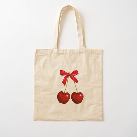 Get my art printed on awesome products. Support me at Redbubble #RBandME: https://www.redbubble.com/i/tote-bag/Charming-Cherries-Hand-Drawn-Watercolor-Art-by-ChateauMargot/161737065.P1QBH?asc=u Cute Tote Bag Design Paint Aesthetic, Tote Bag Charms, Decorated Tote Bags, Handpainted Tote, Diy Tote Bag Design, Handpainted Tote Bags, Bag Painting, High Fashion Couture, Art Tote Bag