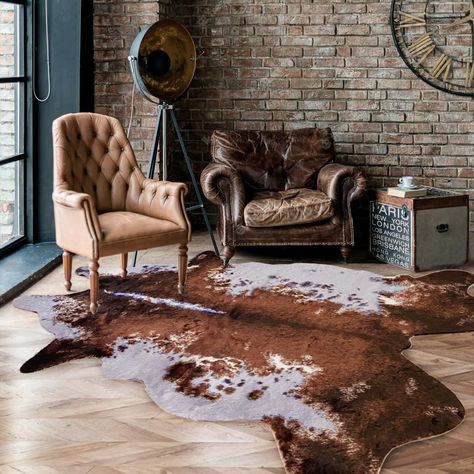 Rustic Western Home Decor, Cow Print Area Rug, Carpets For Bedroom, Animal Print Carpet, Cow Print Rug, Faux Cowhide Rug, Animal Skin Rug, Living Room Rustic, Rug Cute