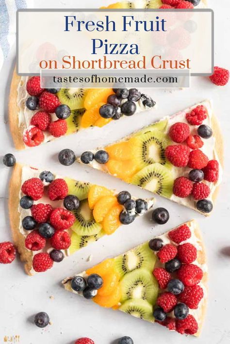 Fruit Pizza With Homemade Crust, Fruit Pizza Pie Crust, Fruit Pizza From Scratch, Fruit Pizza With Yogurt, Homemade Fruit Pizza Crust, Fruit Pizza Homemade Crust, Glazed Fruit Pizza, Fruit Pizza Crust Recipe, Shortbread Cookie Crust Desserts