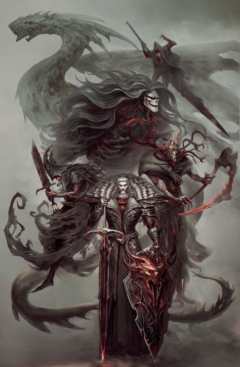 ArtStation - Legion of Death01, Old Box Bbeg Ideas, Mythical Monsters Art, Legion Demon, Mtg Demon Art, Monster Scary Demons, Warhammer Khorne Demon, Fantasy Skeleton Monster, Fantasy Demon, Dark Creatures