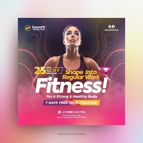 Fitness Event Poster, Fitness Banner Design, Fitness Social Media Design, Gym Social Media Design, Fitness Poster Design, Gym Poster Design, Gym Ads, Gym Social Media Post, Fitness Banner