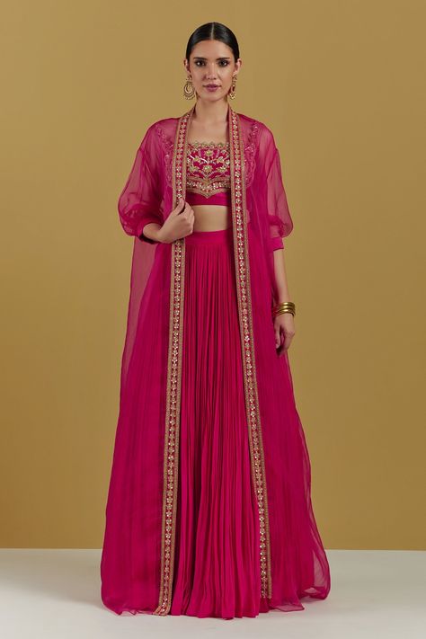 Shop for these amazing collections of Magenta Crepe Plain Pleated Lehenga Skirt For Women by Ikshita Choudhary online at Aza Fashions. Pleated Lehenga, Haldi Outfits, Trendy Outfits Indian, Crop Top Skirt Set, Patterned Crop Top, Gaun Fashion, Embroidered Crop Tops, Lehenga Skirt, Indian Dresses Traditional