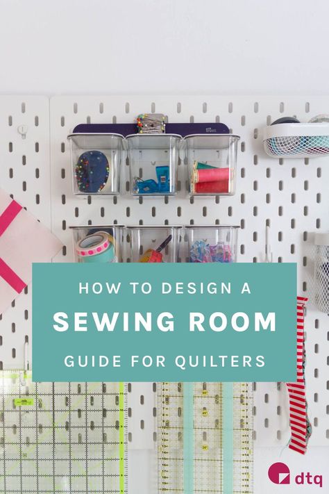 Design a sewing room you will love with our sewing room ideas on a budget. Get inspired by the tricks we used in our quilting room! Quilt Room Layout Design, Sewing Room Desk Ideas, Sewing And Office Room Ideas, Simple Sewing Room Ideas, Quilting Room Pegboard Ideas, Sewing Room Ideas On A Budget, Sewing Room Ideas Aesthetic, Longarm Sewing Room Ideas, Sewing Room Organisation