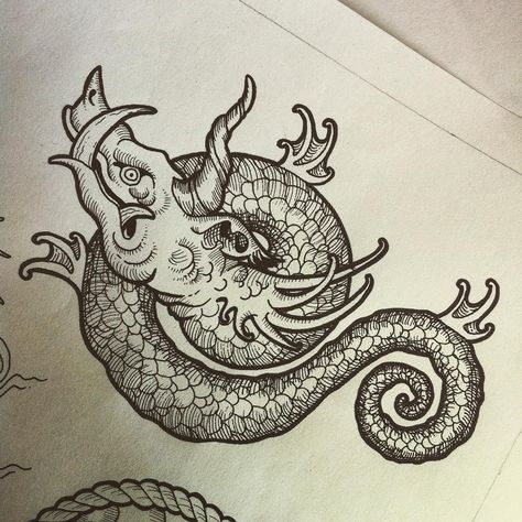 Bat Sternum Tattoo, Sea Monster Tattoo, Etching Tattoos, Aquatic Tattoo, American Traditional Tattoos, Monster Tattoo, Monster Clipart, Medieval Tattoo, Serpent Tattoo