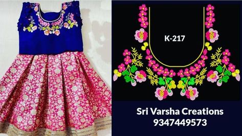 Varsha Creation, Computer Embroidery Designs, Pattu Pavada, Kids Embroidery, Kids Computer, Computer Work, Blouse Embroidery, Embroidery Works, Kids Designer Dresses