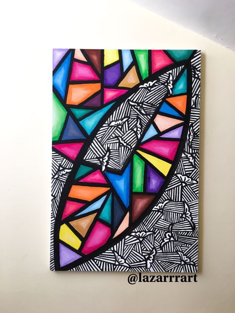 Acrylic Paint Pens Ideas Canvas, Geometrical Painting Ideas, Geometric Acrylic Painting Ideas, Canvas Painting Ideas Geometric, Zentangle Painting Acrylic, Acrylic Paint Pen Art Ideas, Geometric Designs Art Creative, Acrylic Paint Pen Art, Geometric Painting Ideas