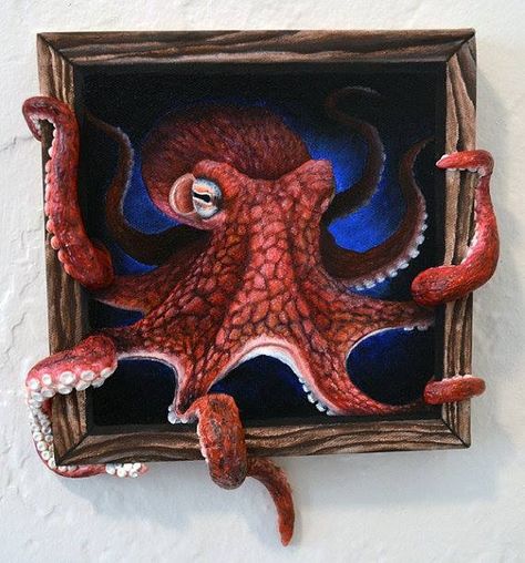 3d Octopus, Octopus Art, Tanah Liat, Paper Butterflies, Canvas Painting Designs, Art Painting Gallery, 3d Painting, Clay Art Projects, Diy Canvas Art Painting