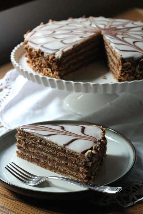 Esterhazy Torte | Korena in the Kitchen Esterhazy Torte, Hungarian Cake, Torte Recipe, Austrian Recipes, Sweet Recipes Desserts, Classic Desserts, Sweet Cakes, Eat Dessert, Desert Recipes