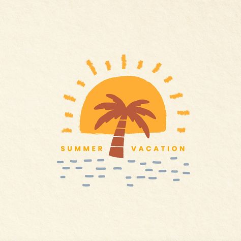 Outdoor Drawing, Vacation Logo, Vacation Illustration, Summer Typography, Camp Logo, Summer Logo, Beachy Theme, Beach Logo, Kids Graphics