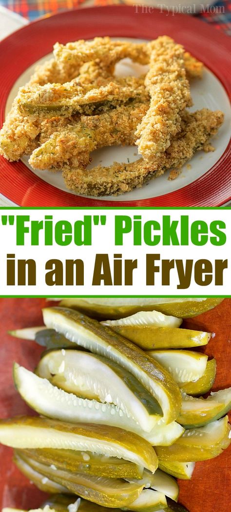 Air Fryer Dill Pickles, Airfryer Pickles, Air Fryer Food, Air Fryer Fried Pickles, Deep Fried Pickles, Air Fryer Recipes Appetizers, Dill Dip, Gf Flour, Pickle Recipe