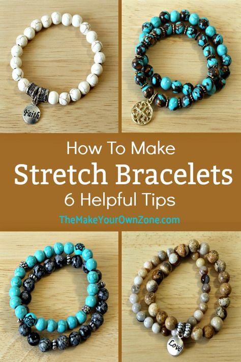 Making Bracelets With Stretch Cord, How To Make Bracelets With Elastic Cord, Elasticated Bead Bracelet, Jewelry Ideas With Beads, How To Make An Elastic Beaded Bracelet, Making Bead Bracelets How To, Best Cord For Bracelets, Best Elastic For Stretch Bracelet, How Long To Make A Bracelet