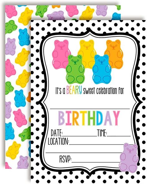 Bear Themed Birthday Party, Bear Birthday Party Invitations, Bear Birthday Party, Bear Party, Birthday Dates, Fourth Birthday, Bear Birthday, Cute Candy, Electronic Invitations