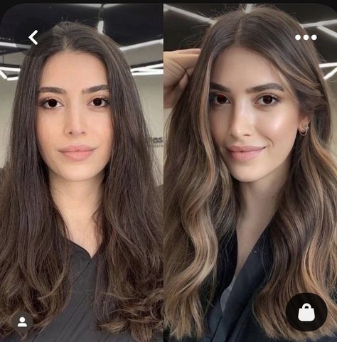 Californian Hair Highlights, Hair Color Transformation Dark To Light, Brushlight Hair Brown, Olive Skin Hair Color Ideas, Asian Brown Balayage, Dark To Light Hair Transformation, Olive Skin Tone Hair Color, Jessica Alba Hair, Hair Contouring