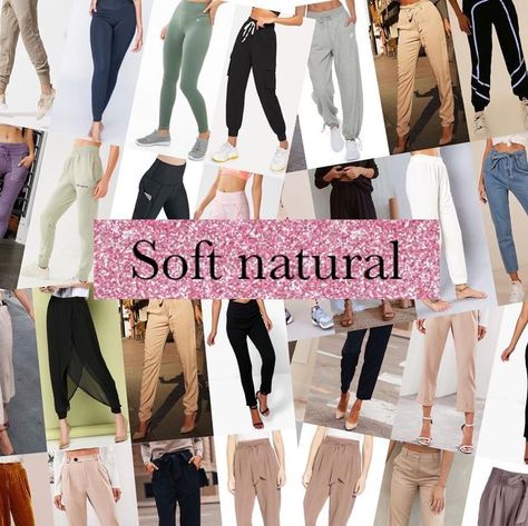 Kibbe body types on Instagram: "Soft Natural 👖 Pants should be lightweight and slightly draped, with a bit of soft detail or ornate trim (gathers, shirring, soft pleats). Legs may be softly straight, draping about the ankle, or slightly tapered and pegged. Soft Naturals look great in relaxed styles. I used to have problems with finding good SN trousers but when I got it down i found some good options. What do you wear as a SN?" Soft Natural Pants, Sn Kibbe, Natural Kibbe Body Type, Soft Wavy Hair, Autumn Color Palette Fashion, Soft Natural Kibbe, Kibbe Soft Natural, Natural Kibbe, Kibbe Body Types