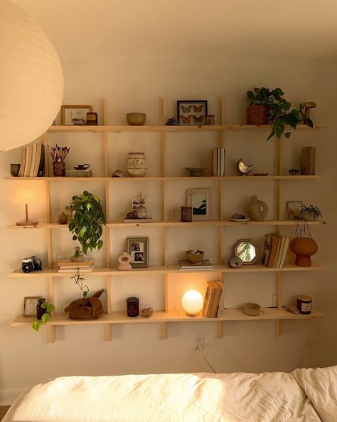 If you’re looking for me, i’m here 😇 . . . . #bedroom #bedroomtour bedroom inspo #inspo #inspohome #aesthetics #ａｅｓｔｈｅｔｉｃ diy shelf #diy makeover teen #bedroomdesign #bedroomdecor Bedroom Wall Decor Shelves, Burhult Shelf Ideas, Bedroom Bookshelf Ideas Aesthetic, Shelfs Bedroom Aesthetic, Floating Shelf Decor Bedroom, Wall Shelf Aesthetic, Book Shelves In Bedroom, Bedroom Shelving Ideas, Shelf Headboard