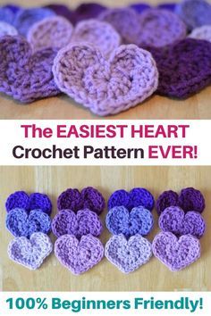 Free Heart Crochet Pattern, Heart Crochet Pattern, Crochet Hearts, Heart Crochet, Crochet Heart Pattern, Easy Crochet Projects, Valentines Crochet, Crochet Stitches For Beginners, Haken Baby