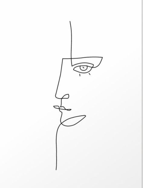 Easy Line Art Face, Minimalist Figure Drawing, Minimalist Line Art Tattoo, Minimalist Line Art Face, Easy Doodle Art Simple, Man Line Art, Picasso Line Drawing, Minimalist Tattoo Ideas, Embroidered Canvas Art